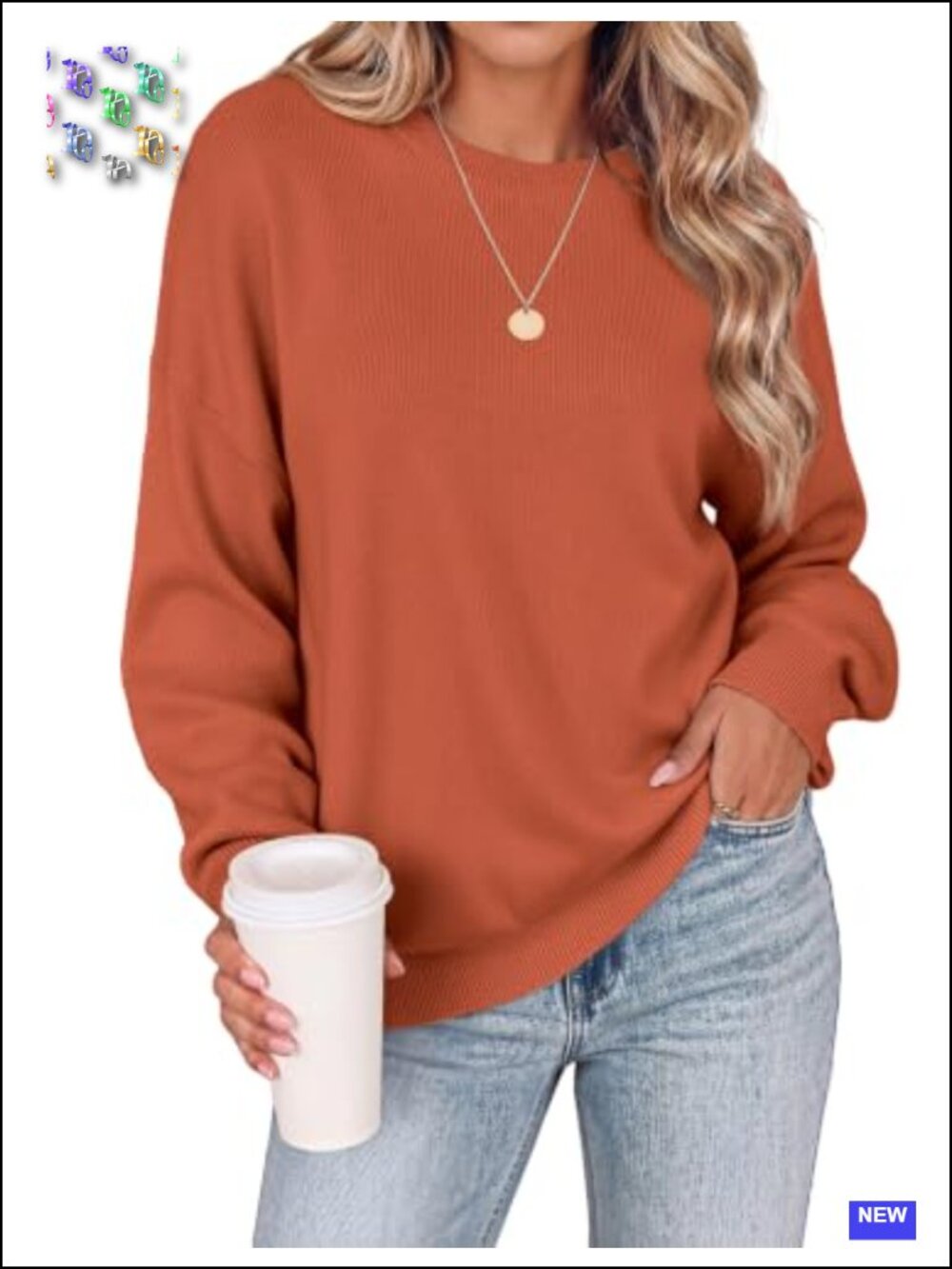 Oversized Crewneck Long Sleeve Pullover Sweater for Women Fall Winter